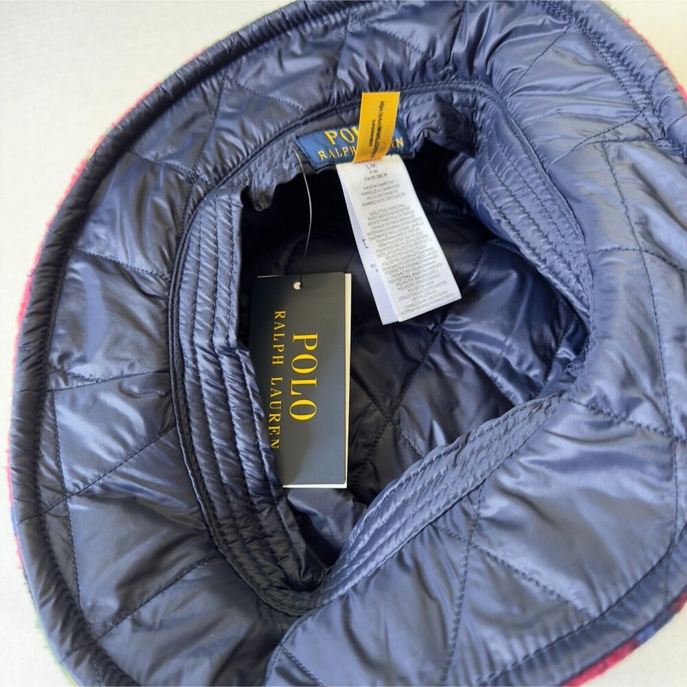 POLO RALPH LAUREN Men's Hat S/M Plaid Fleece Bucket HAT NWT - Picture 7 of 8